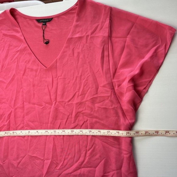 New Portmans Top Blouse Pink Short Sleeve V-Neck Office Casual Size L 14 - Picture 8 of 9
